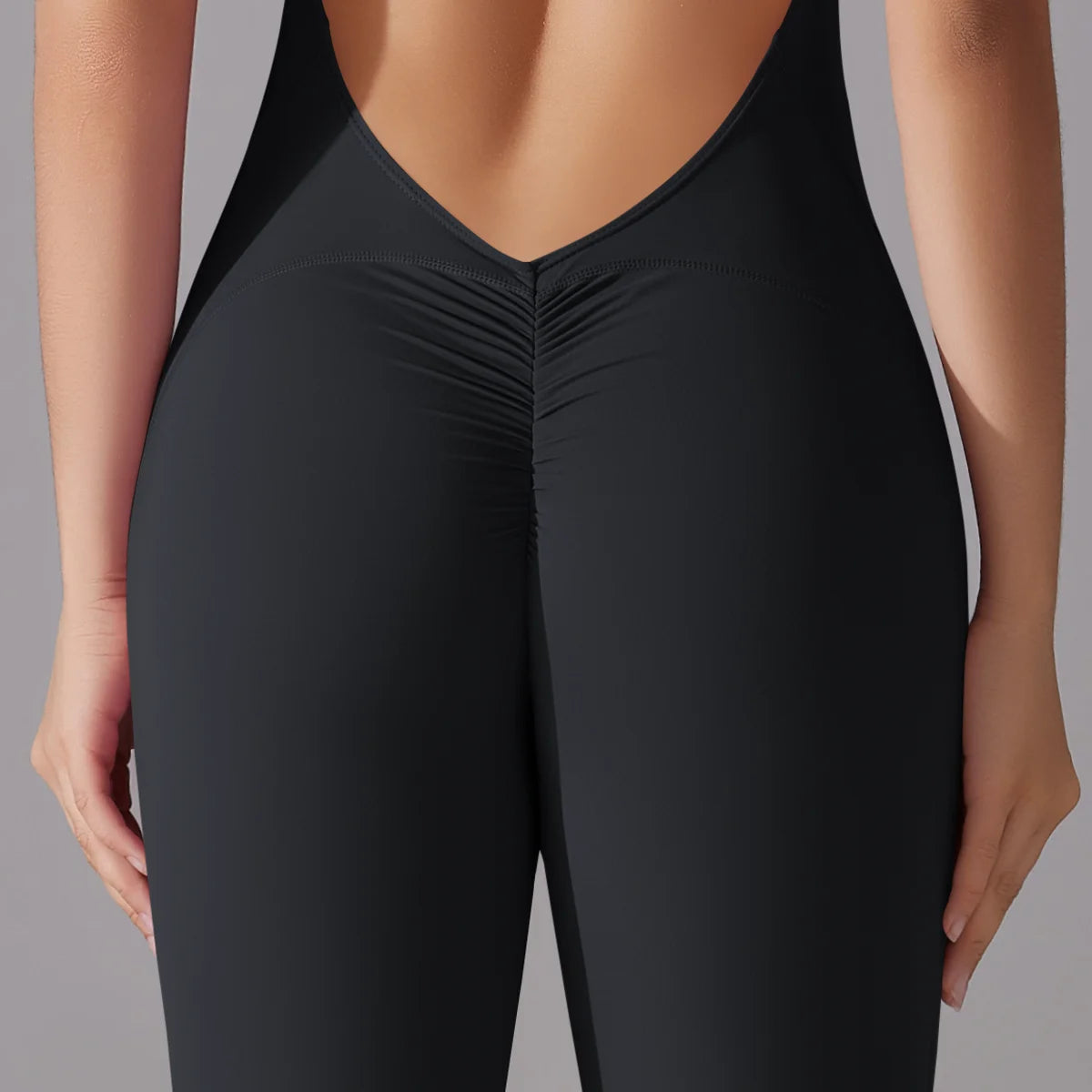 Hollow Backless Scrunch Sporty Jumpsuit Woman Gym Set One Piece Sport Suit Sleeveless Zip Yoga Fitness Overalls