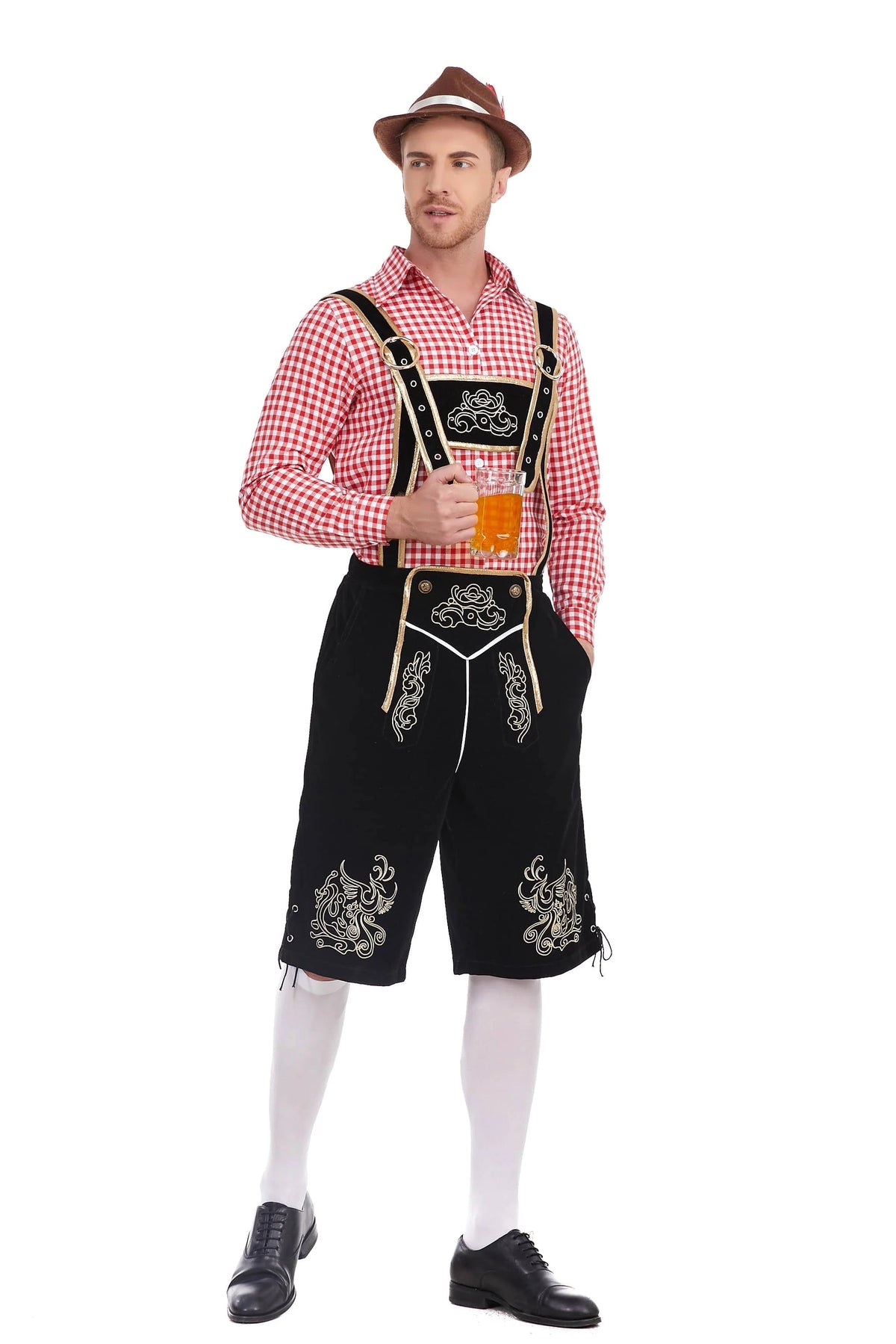 Men's Three Piece Oktoberfest Lederhosen Costume Bavarian German Festivals Suspenders Shirt Hat Male Cosplay Costume The Clothing Company Sydney