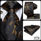 3 Piece Black Floral Silk Wedding Tie For Men Handky Cufflink Elegant Necktie Set For Men