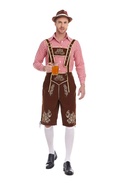 Men's Three Piece Oktoberfest Lederhosen Costume Bavarian German Festivals Suspenders Shirt Hat Male Cosplay Costume The Clothing Company Sydney