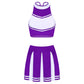 Women's Cheerleading Costume Uniform Carnival Cosplay Outfit Stand Collar Sleeveless Crop Top with Mini Pleated Skirt