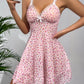 Summer Pink Dress Floral Printed Lace for Women Home V-neck with Strap Camisole Nightdress