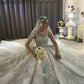 Luxurious Sparkling Sequin Wedding Dress Ball Gown Sleeveless Long Rhinestone Bridal Dress With Court Train Robes