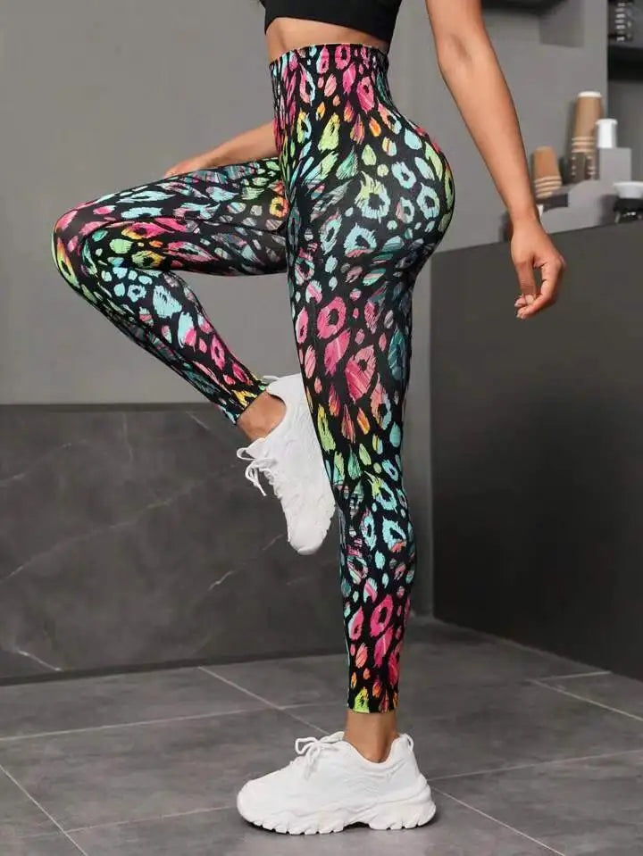 Women's 3D Print Tie Dye Sports Seamless High Waist Fitness Push Up Leggings Gym Clothing Workout Tights Pants