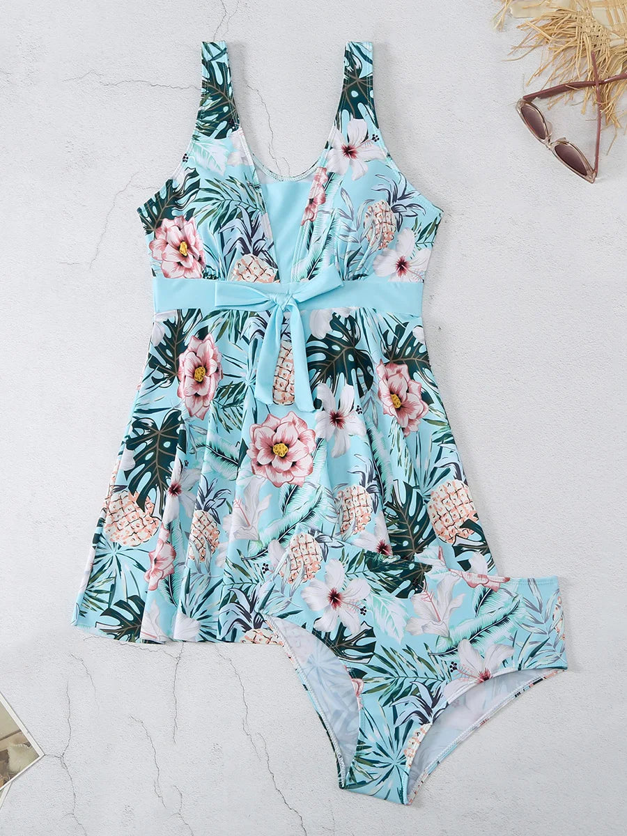 Floral Tankini Set 2 Piece Women Swimsuit High Waist Swimwear Bathers Bathing Swimming Suit Summer Beachwear