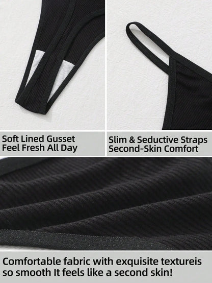 9-pack ribbed low-waist seamless thong panties in assorted colors, soft breathable lingerie underwear