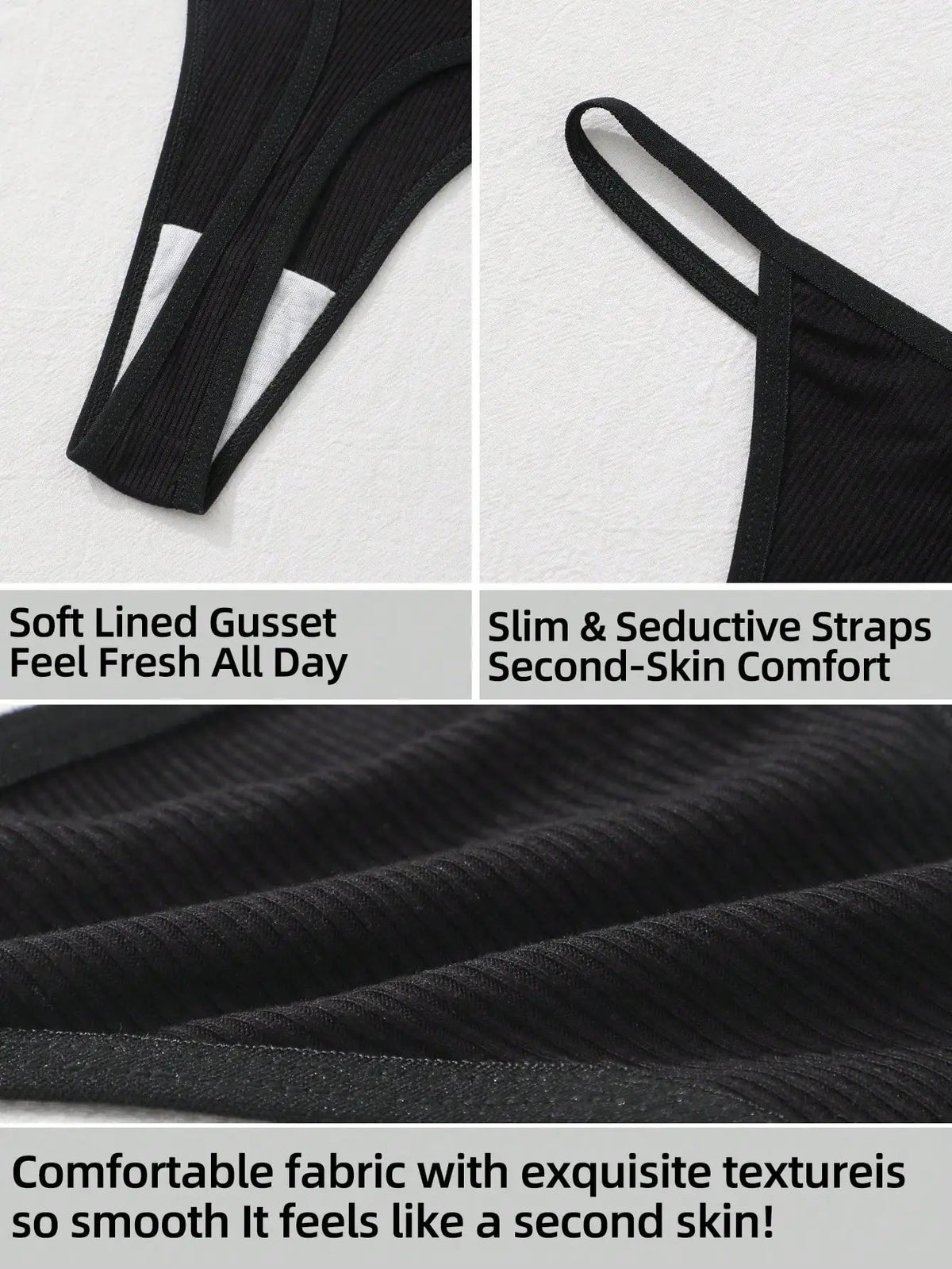 9-pack ribbed low-waist seamless thong panties in assorted colors, soft breathable lingerie briefs by The Clothing Company Sydney