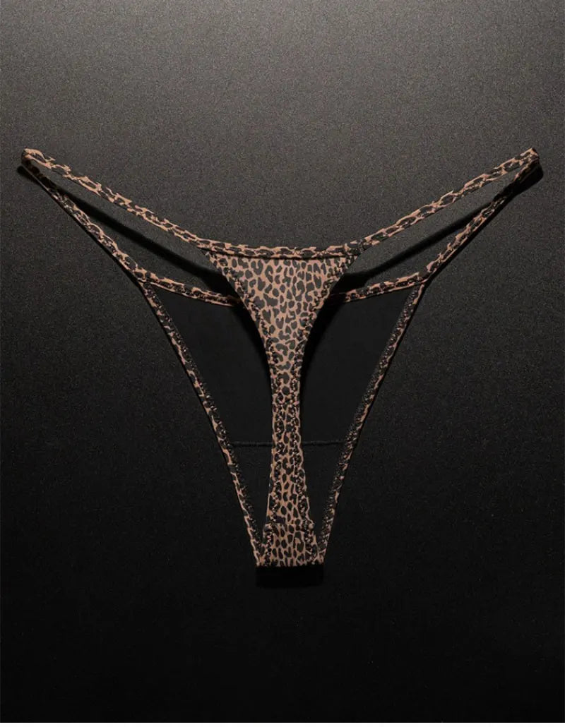Low Waist G String Leopard Women Panties Briefs Thong Ice Slik T-back Underwear Seamless Lingerie