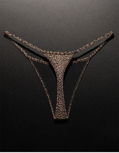 Low Waist G String Leopard Women Panties Briefs Thong Ice Slik T-back Underwear Seamless Lingerie
