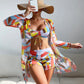 3 Piece Summer Print Swimsuits Tankini Sets Swimwear Beach Wear Bathing Suits Pool Women's Swimming Suit