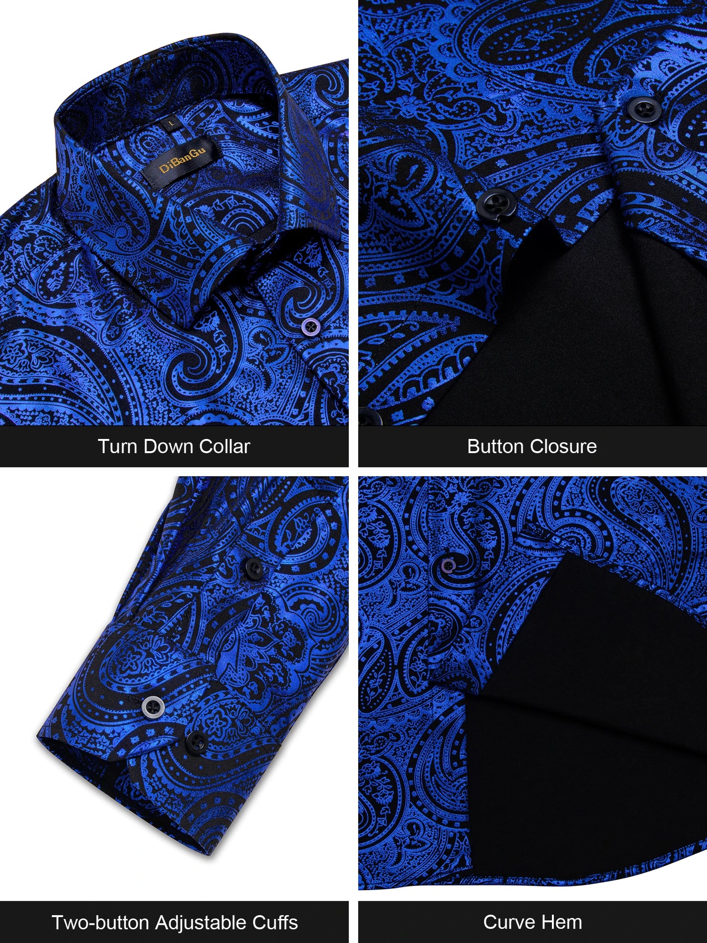 Pink Blue Red Paisley Print Men's Long Sleeve Social Men Clothing Tops Slim Fit Dress Shirts