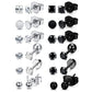 3-8mm Small Black Silver Colour Earrings Stone CZ Crystal Ear Studs Surgical Steel Cubic Unisex Accessories