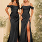 Off-the-Shoulder Spaghetti Straps Silk Satin Sheath Bridesmaid Dress Elegant Zipper Back Gowns For Wedding Guests