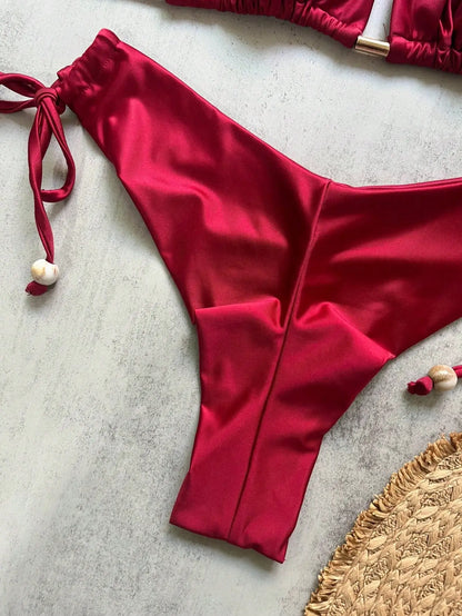 Two-piece fold-over micro bikini set for women, triangle swimsuit with beachwear style by The Clothing Company Sydney.