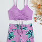 2 Piece Drawstring Front Shorts Bikinis High Waist Swimsuit Women Swimwear Bathers Bathing Swimming Swim Suit Beachwear