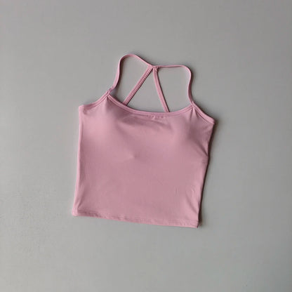 2 Piece Yoga Gym Set Halter Top Set Yoga High Waist Shorts Backless Tights Bra Vest Seamless Stretch Ribbed Shorts Set