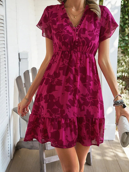 Short sleeved V-neck Mid length Dress Slim Fit Leisure Beach Dress The Clothing Company Sydney