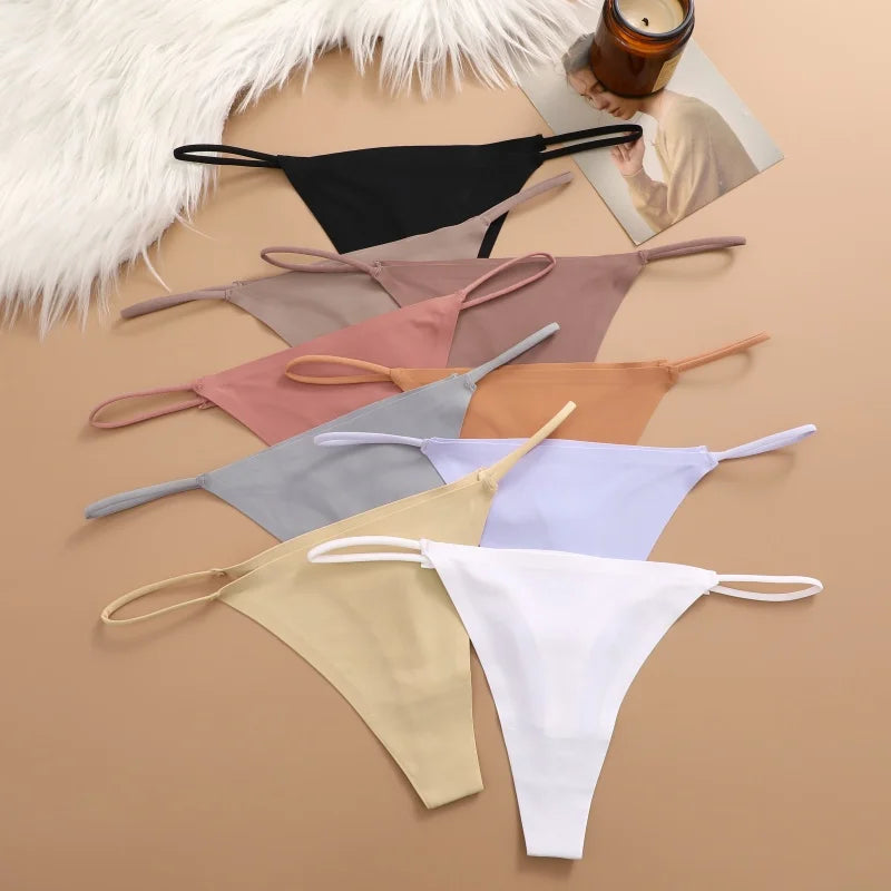 6-pack seamless thong panties, thin-strap low-waist T-back briefs with high-stretch flexibility by The Clothing Company Sydney