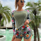 Tankini Women's Swimsuit Tropical Print Bikini Set Long Sleeve Swimwear Summer Shorts Beachwear Female Bathing Suit The Clothing Company Sydney