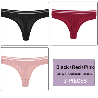 3 Pack Set Women's Panties Underwear Solid Colour Intimate Lingerie Panties Briefs G-string Panties Underwear The Clothing Company Sydney