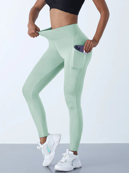 High Waist Women's Leggings Stretch Yoga Pants Tights With Pockets Push Up Fitness Running Sportswear