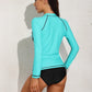 Rash Guard for Women Long Sleeve Zipper Front Swim Shirt UPF 50 Swimming Shirt SwimwearTop