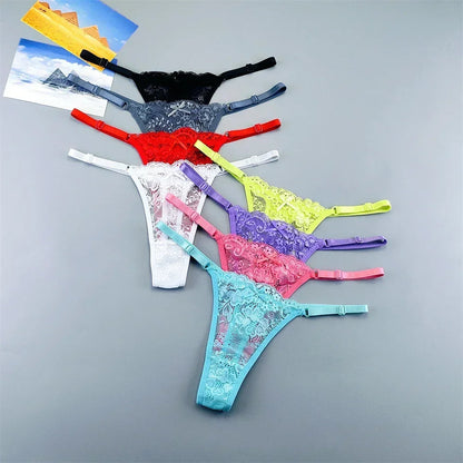 3 Pack Adjustable Transparent Thong Panties Womens Lace Underwear Low Waist T-back String Underpants The Clothing Company Sydney