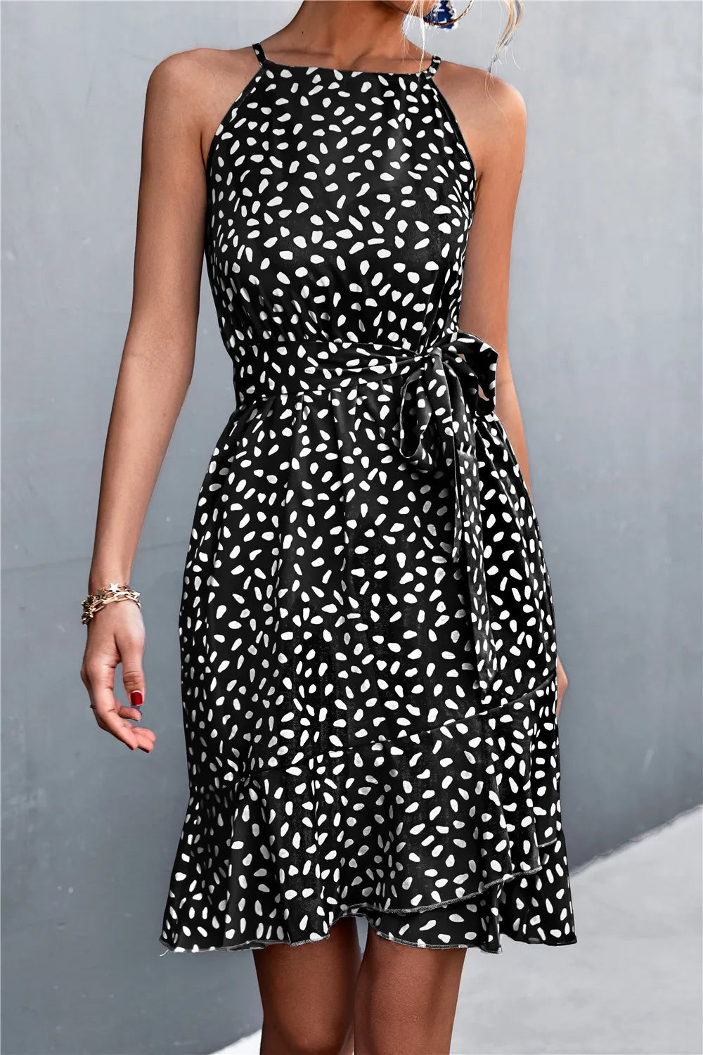 Summer Boho Dress Women Floral Print Mini Female Spaghetti Strap Short Dress Ladies Lace Up Slim Sleeveless Dress The Clothing Company Sydney