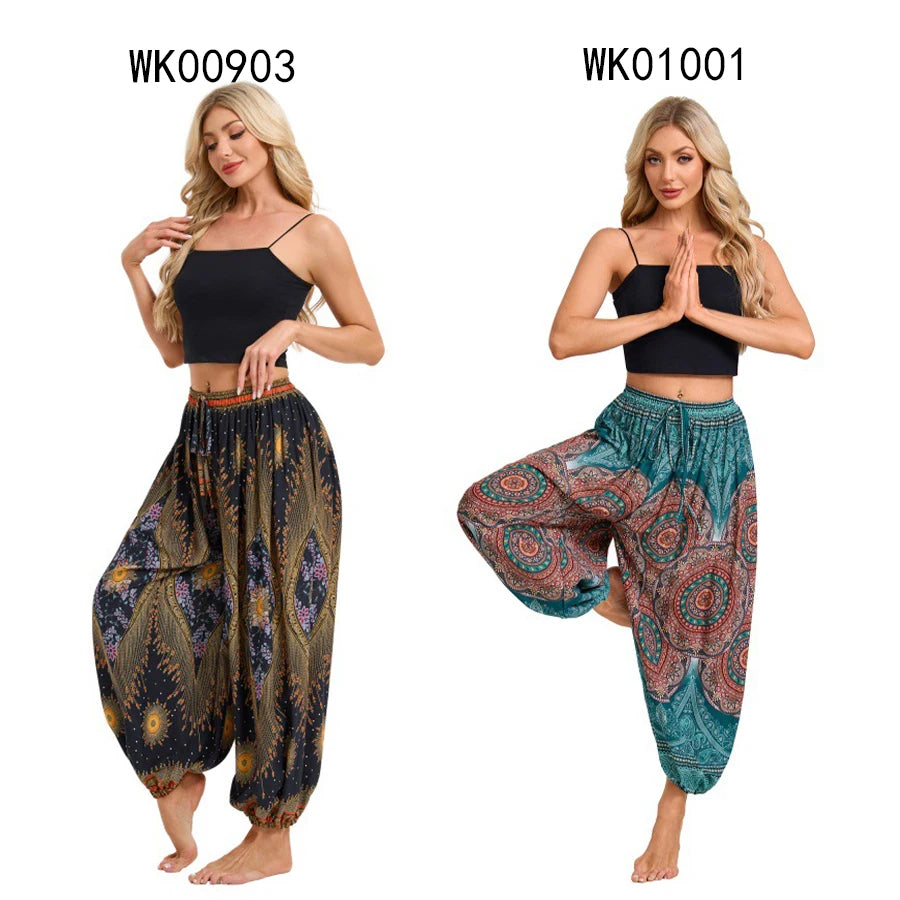 Boho Yoga Pants Women Hippie Harem Printed Dye High Waist Beach Wear The Clothing Company Sydney