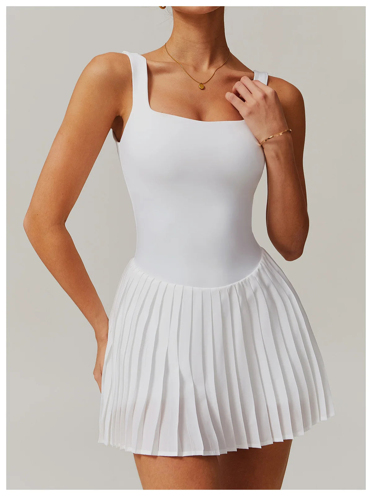 Women's Tennis Dress Jumpsuit Bottom Fitness Clothes Sports Running Pockets Pleated Skirt Sports Yoga Set Dress