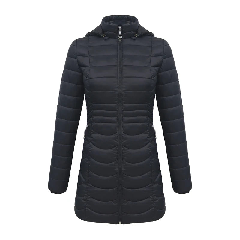 Winter Ultralight Warm Long Parka Coat Hooded Women Outdoor Padded Cotton Clothing Outerwear Jacket