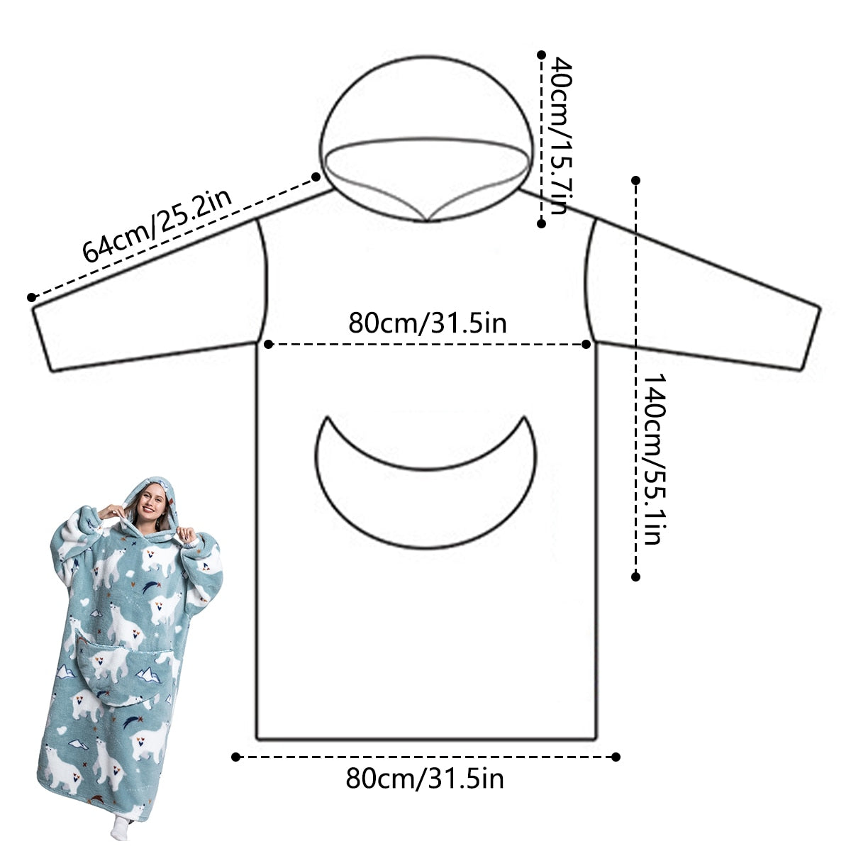 Family Hoodie Blanket for Winter Large Oversize Hoodie for Adult and Child Wearable Hooded Blanket The Clothing Company Sydney