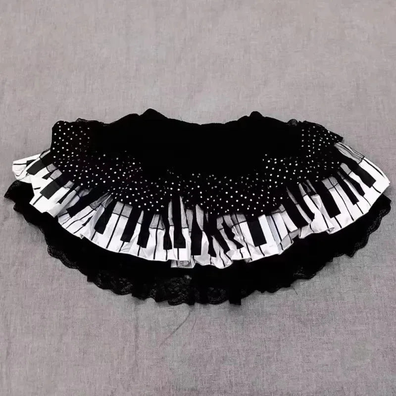 Y2k Cute Ruffled Plaid Skirt Punk Rock Casual Women's Skirts