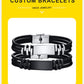 Custom Men's Bracelets, 11.5mm Laser Stainless Steel Bangle, Black Silicone Wristband Gift Jewellery The Clothing Company Sydney