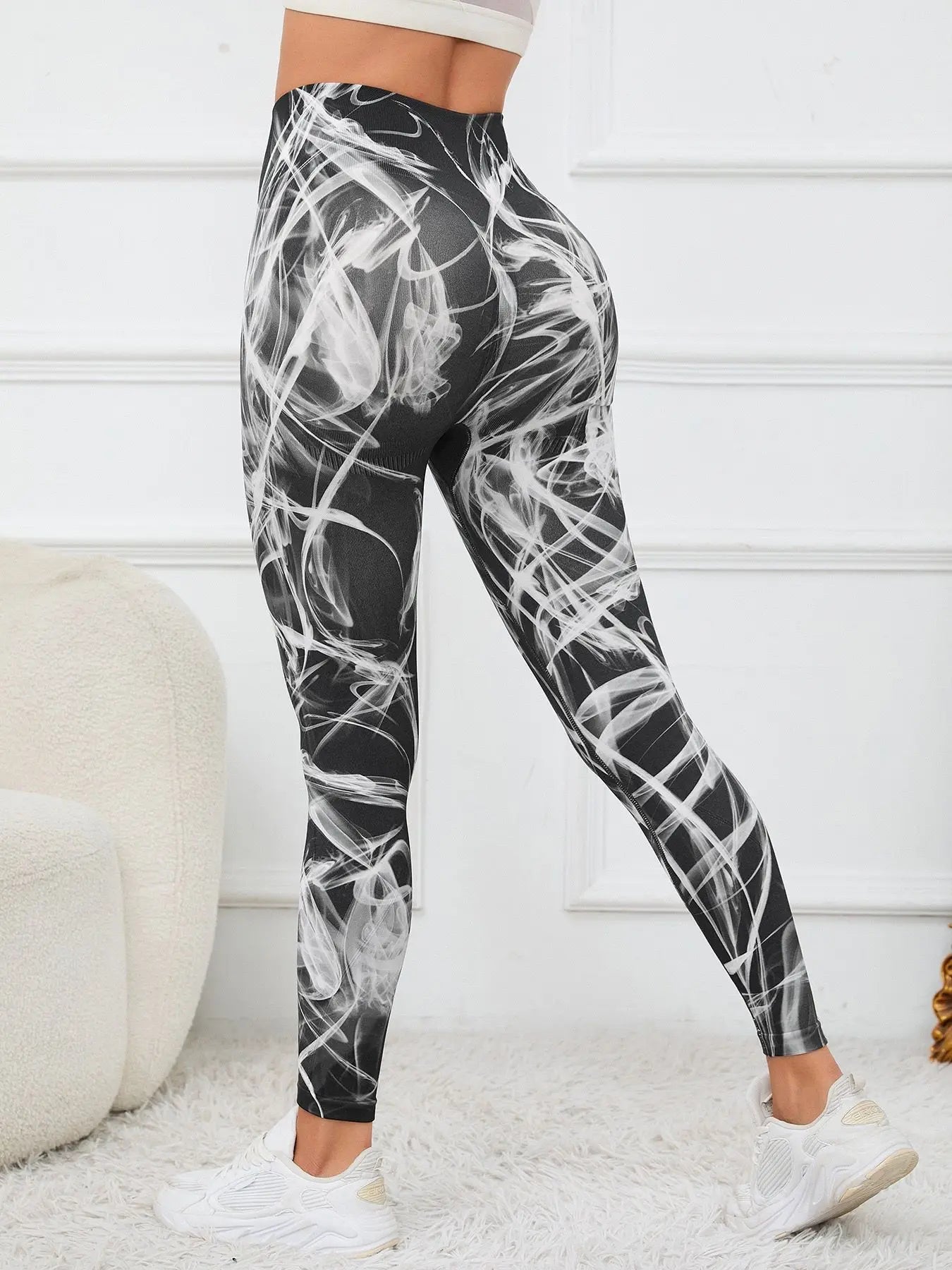 Women's 3D Print Tie Dye Sports Seamless High Waist Fitness Push Up Leggings Gym Clothing Workout Tights Pants