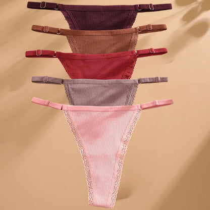 5 Pack G-string Panties Cotton Women's Underwear  Adjustable Waist Pantys Bikini Thongs Lingerie The Clothing Company Sydney