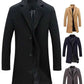 Single Breasted Lapel Long Coat Jacket Fashion Autumn Winter Casual Overcoat Plus Size Trench Men's Woolen Coats Solid Color