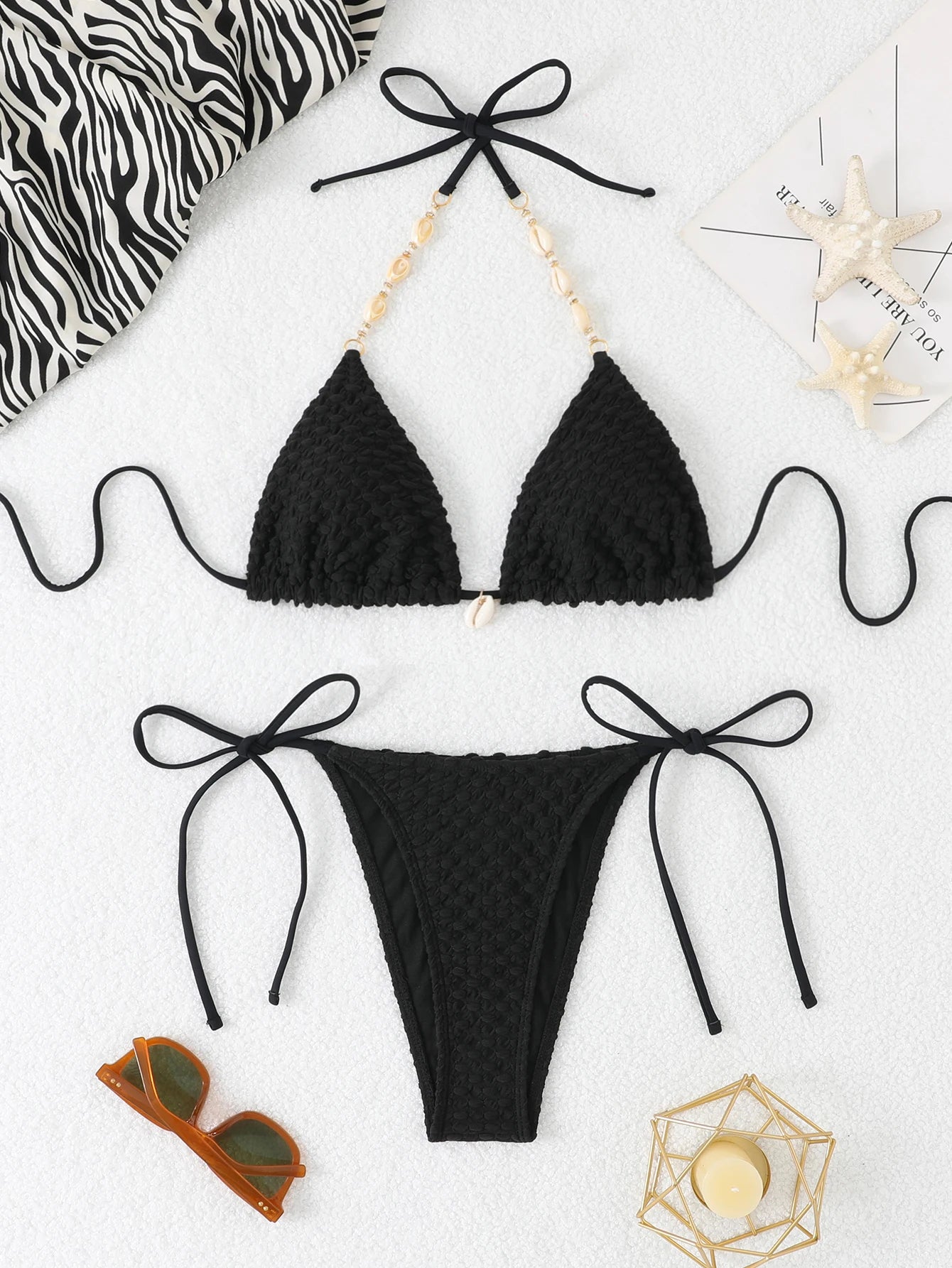 2 Piece Halter String Triangle Bikini Swimwear Mesh Swimsuit Solid Bathers Bathing Swimming Swim Suit Beachwear The Clothing Company Sydney