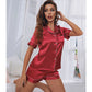 Womens Satin Pajamas Set Short Sleeve Two piece Pj Sets Sleepwear Loungewear Button-Down Pyjama Set The Clothing Company Sydney