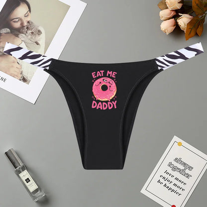 Women's Pink Print Underwear  Panties Underwear Underpant T-Back G-String Thong Briefs