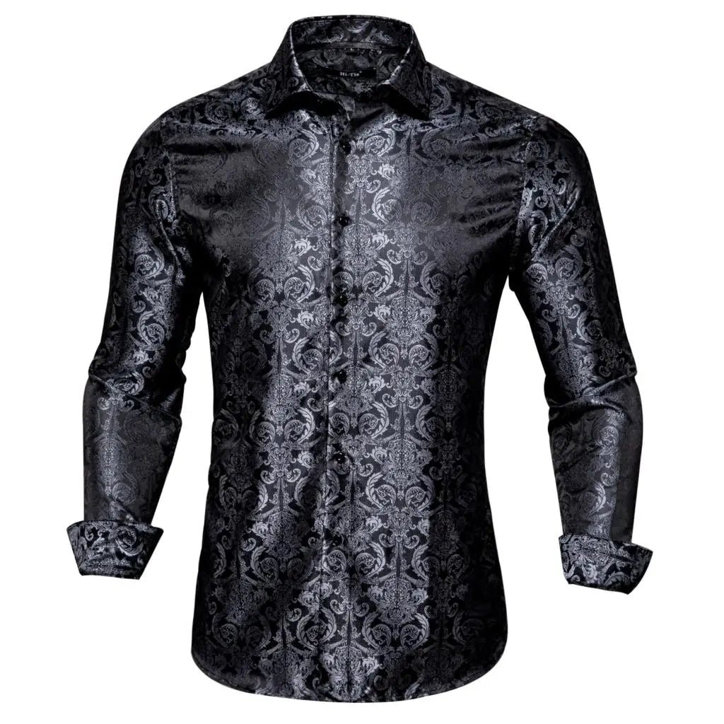Men's Shirts Paisley Floral Silk Gold Long Sleeve Business Party Wedding Dress Shirts The Clothing Company Sydney