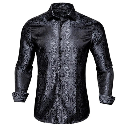 Men's Shirts Paisley Floral Silk Gold Long Sleeve Business Party Wedding Dress Shirts The Clothing Company Sydney