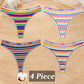 4 Piece Set Women's Cotton Colourful Stripe Panties Underwear G-Strings Rainbow Thongs Female Soft Breathable Intimates Lingerie The Clothing Company Sydney