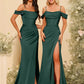 Off-the-Shoulder Spaghetti Straps Silk Satin Sheath Bridesmaid Dress Elegant Zipper Back Gowns For Wedding Guests