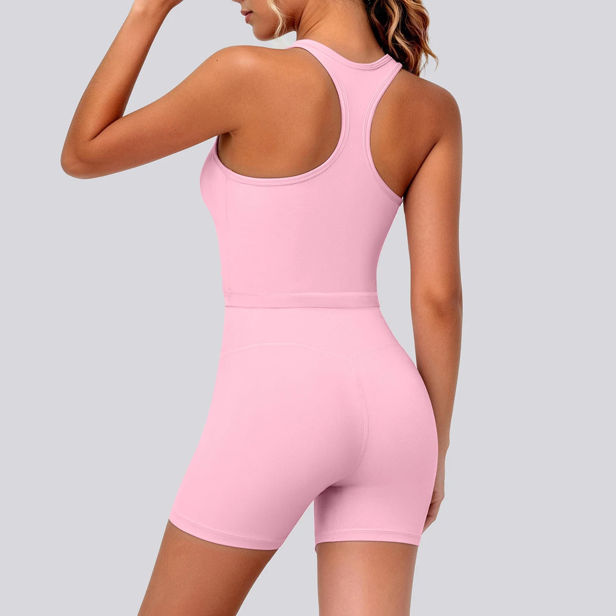 2 Piece Women's Breathable Workout Top I-shaped Vest  Push Up Quick-Dry Summer Yoga Shorts Matching Set