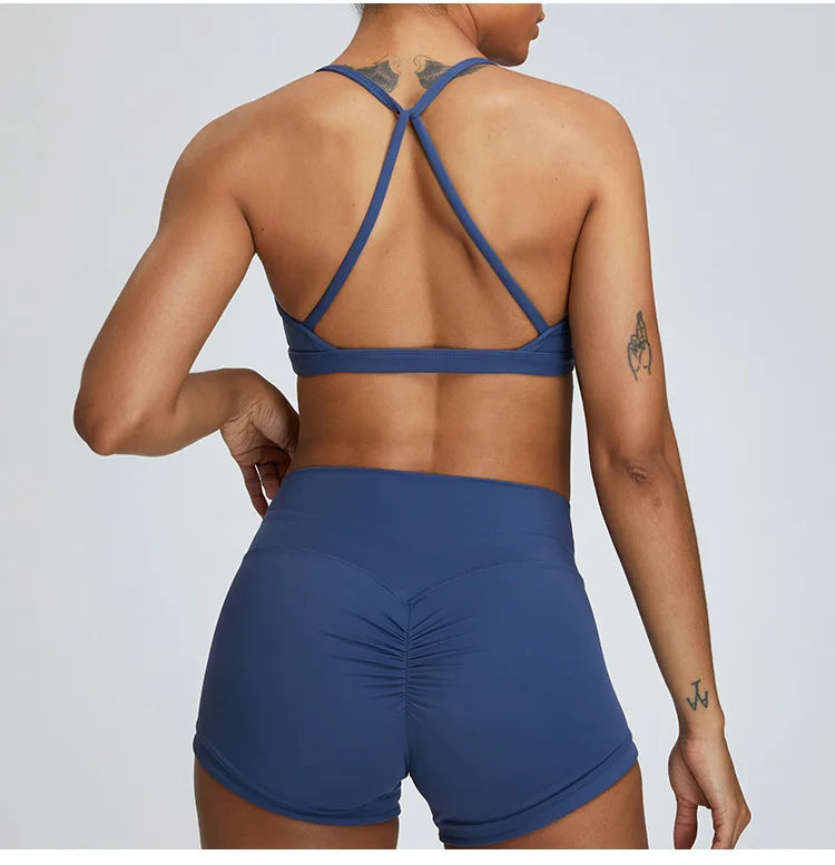 Scrunch Workout Suit Women Two-Piece Yoga Suit Sportswear Gym Set Womens Running Yoga Clothes Sports Bra Fitness shorts The Clothing Company Sydney