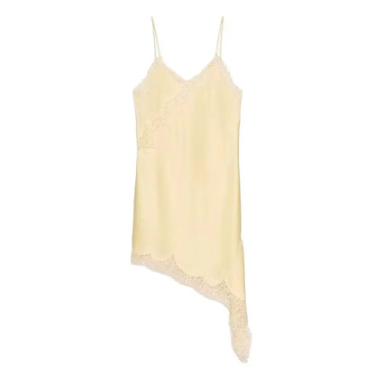 Lace Splicing Summer Sleeveless Asymmetry Dress Backless Slim Women's Party Sling Mini Dress The Clothing Company Sydney