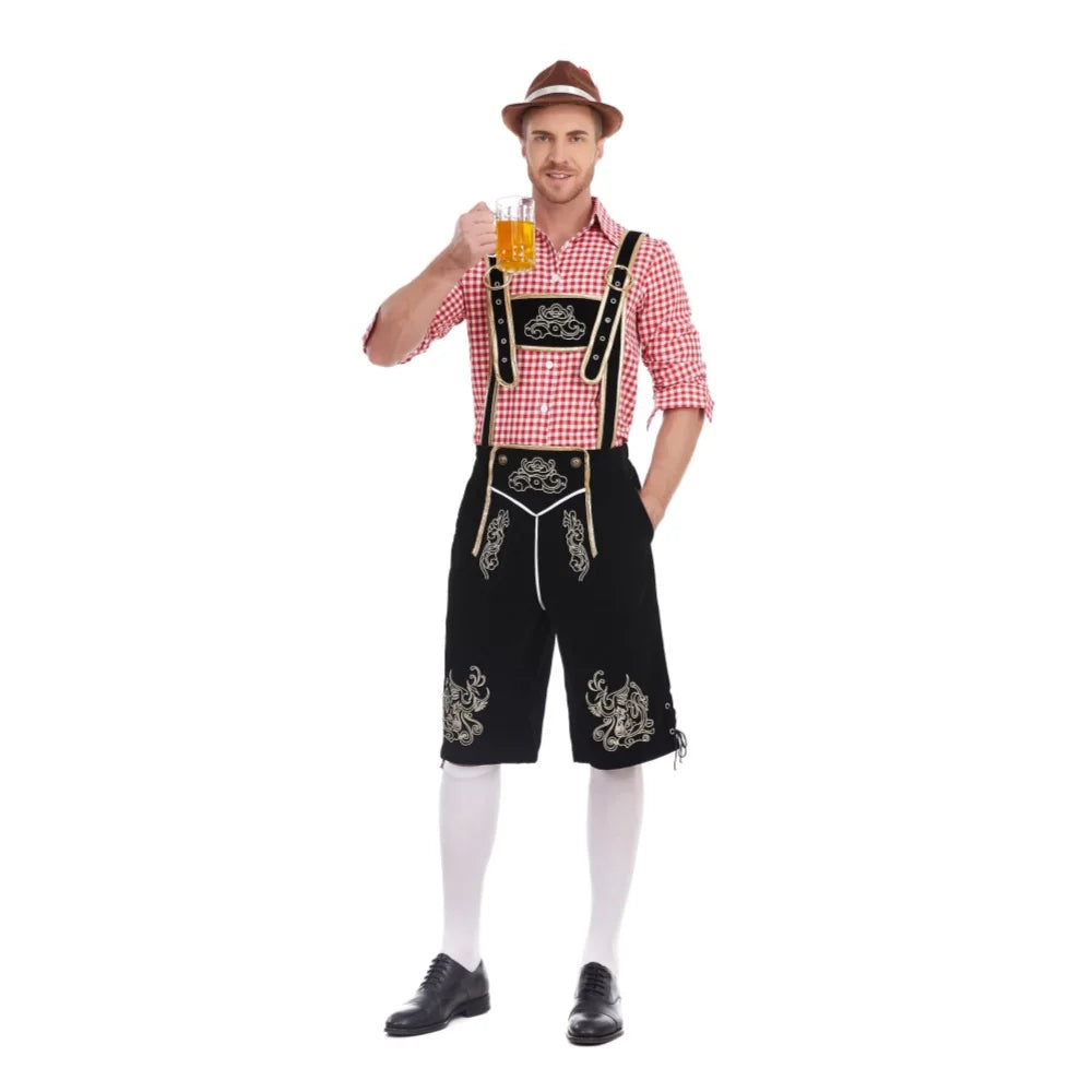 Men's Three Piece Oktoberfest Lederhosen Costume Bavarian German Festivals Suspenders Shirt Hat Male Cosplay Costume The Clothing Company Sydney