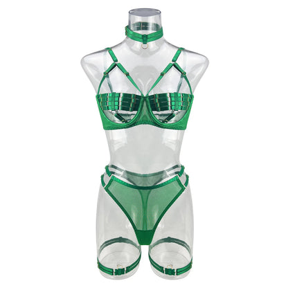 5-Piece Costume Hollow Underwear Sensual Open Bra Outfits Lingerie Set - The Clothing Company Sydney