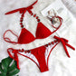 Rhinestone Two 2 Piece Swimsuit Crystal Thong String Bikini Set Women Swimwear Beach Wear Bathing Suit